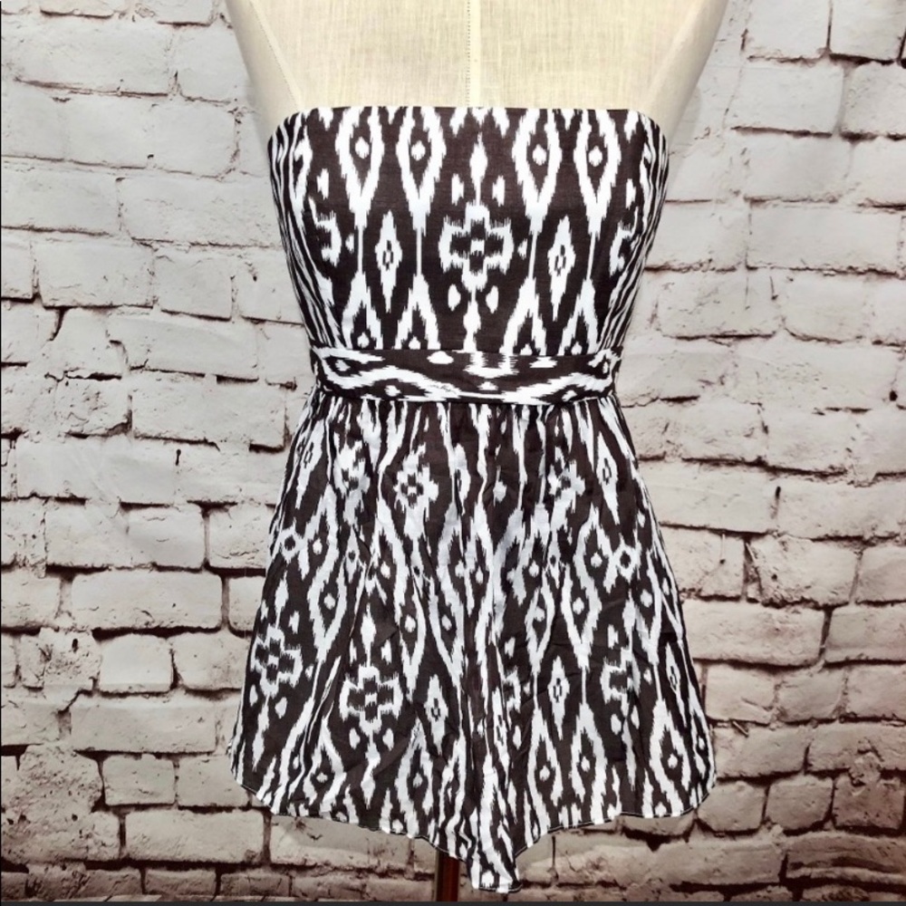 Milly of New York Brown Ikat Strapless Tube Top